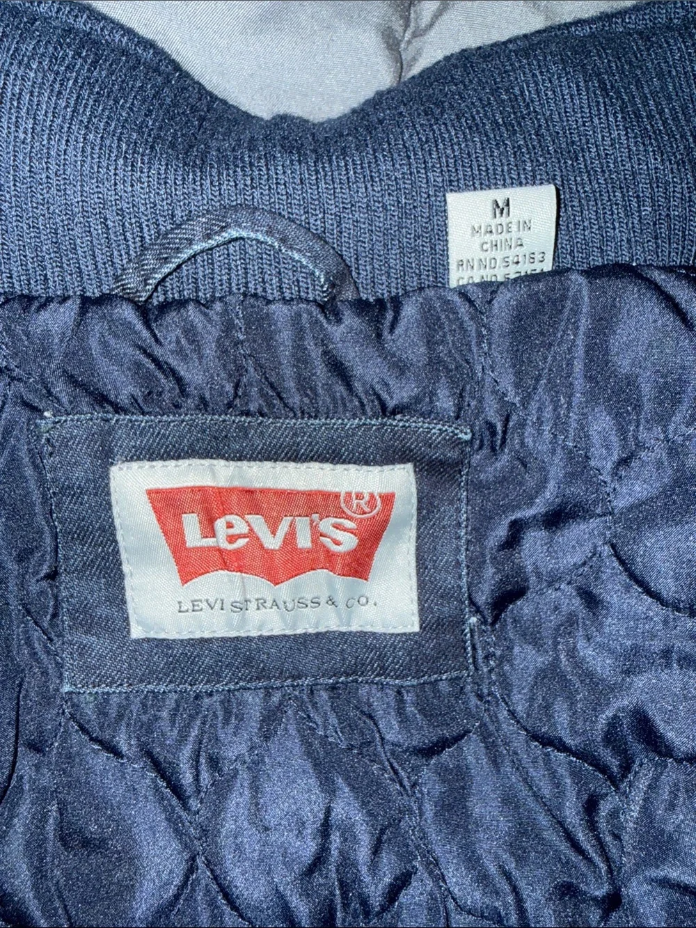 NWOT- Levi's Navy Blue Denim-Style Military Trucker Jacket